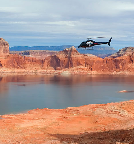 helicopter flying over lake mead