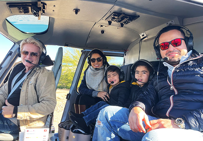 family in a helicopter